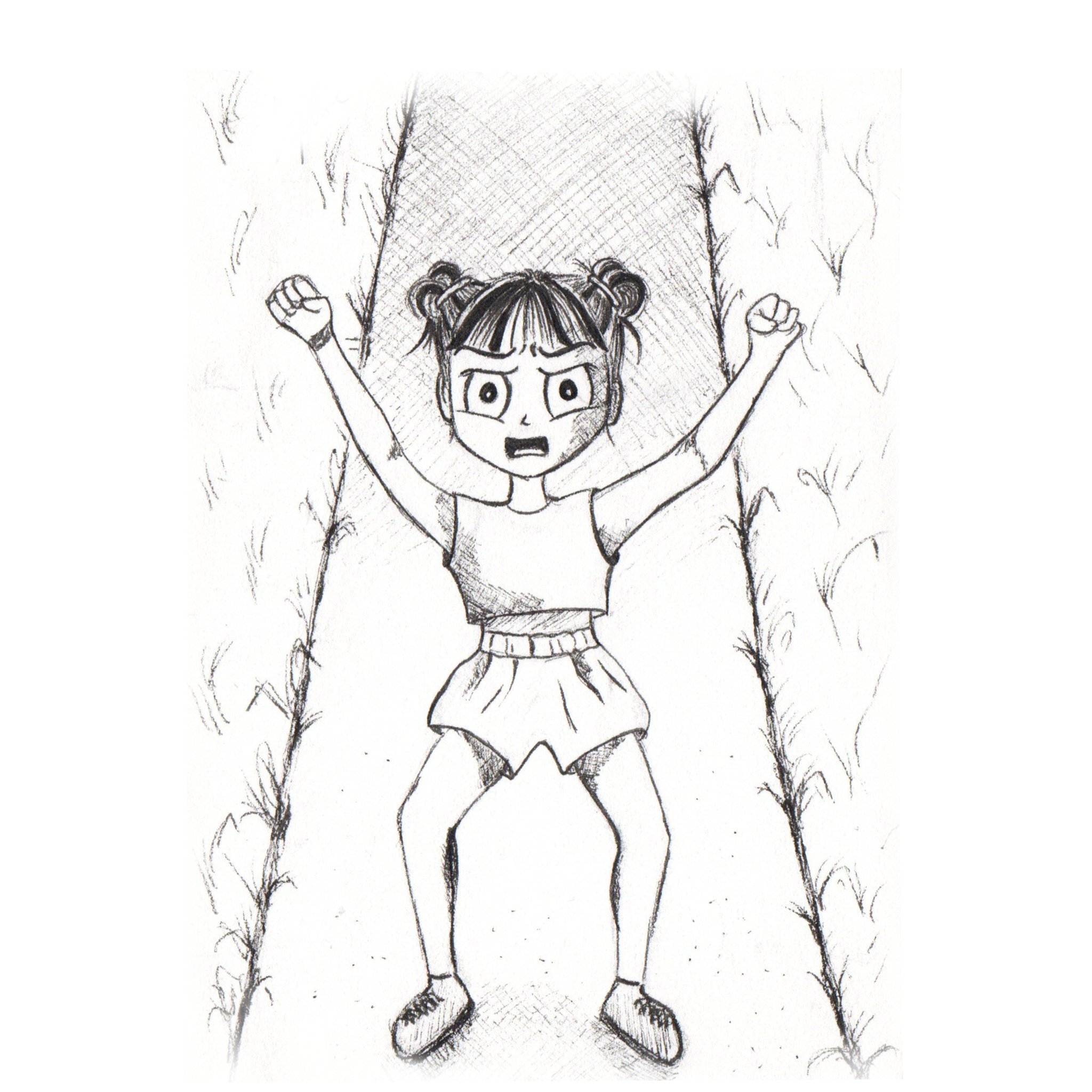 Illustrations contemporaines & variées – illustration d’un personnage combative, remontant la pente en tenue sportive