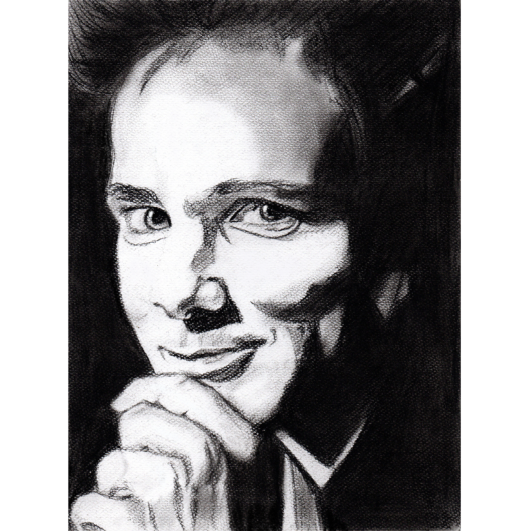 Illustrations de portraits aux techniques diverses – portrait de célébrité Jim Carrey réalisé au fusain