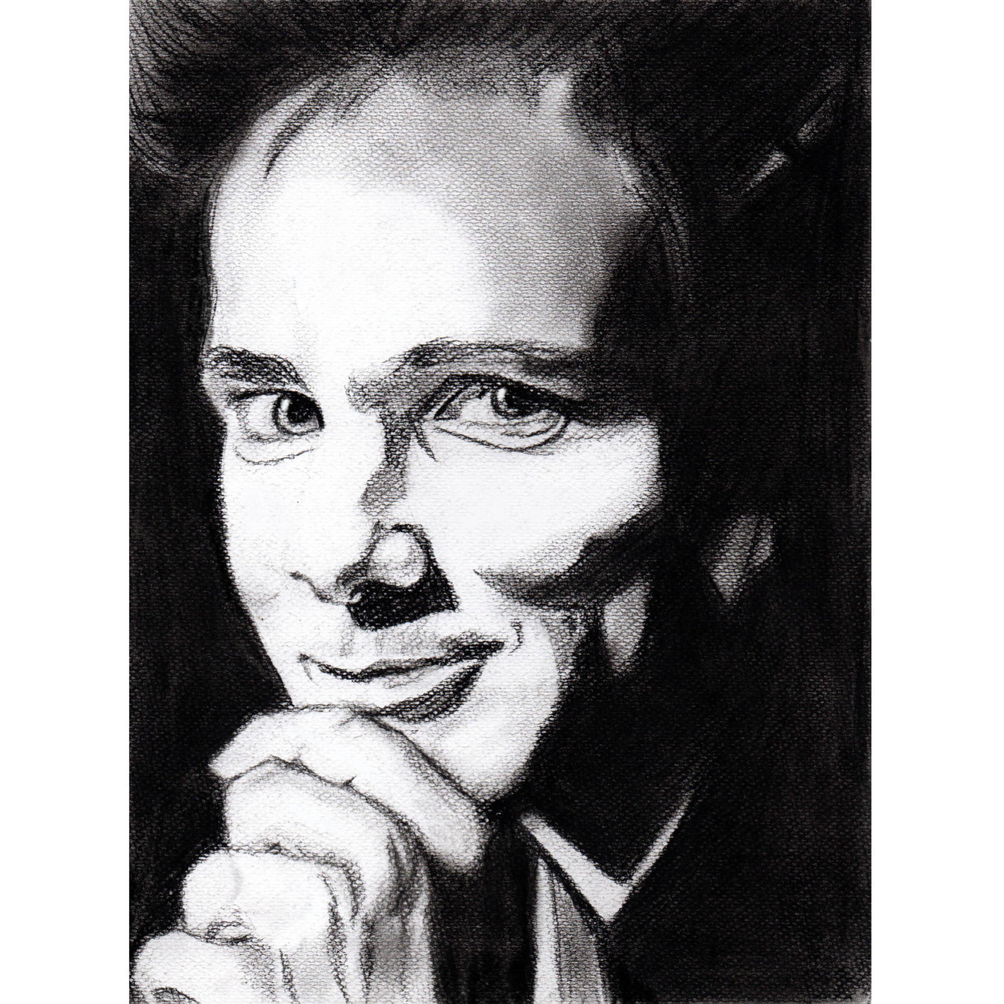Illustrations de portraits aux techniques diverses – portrait de célébrité Jim Carrey réalisé au fusain