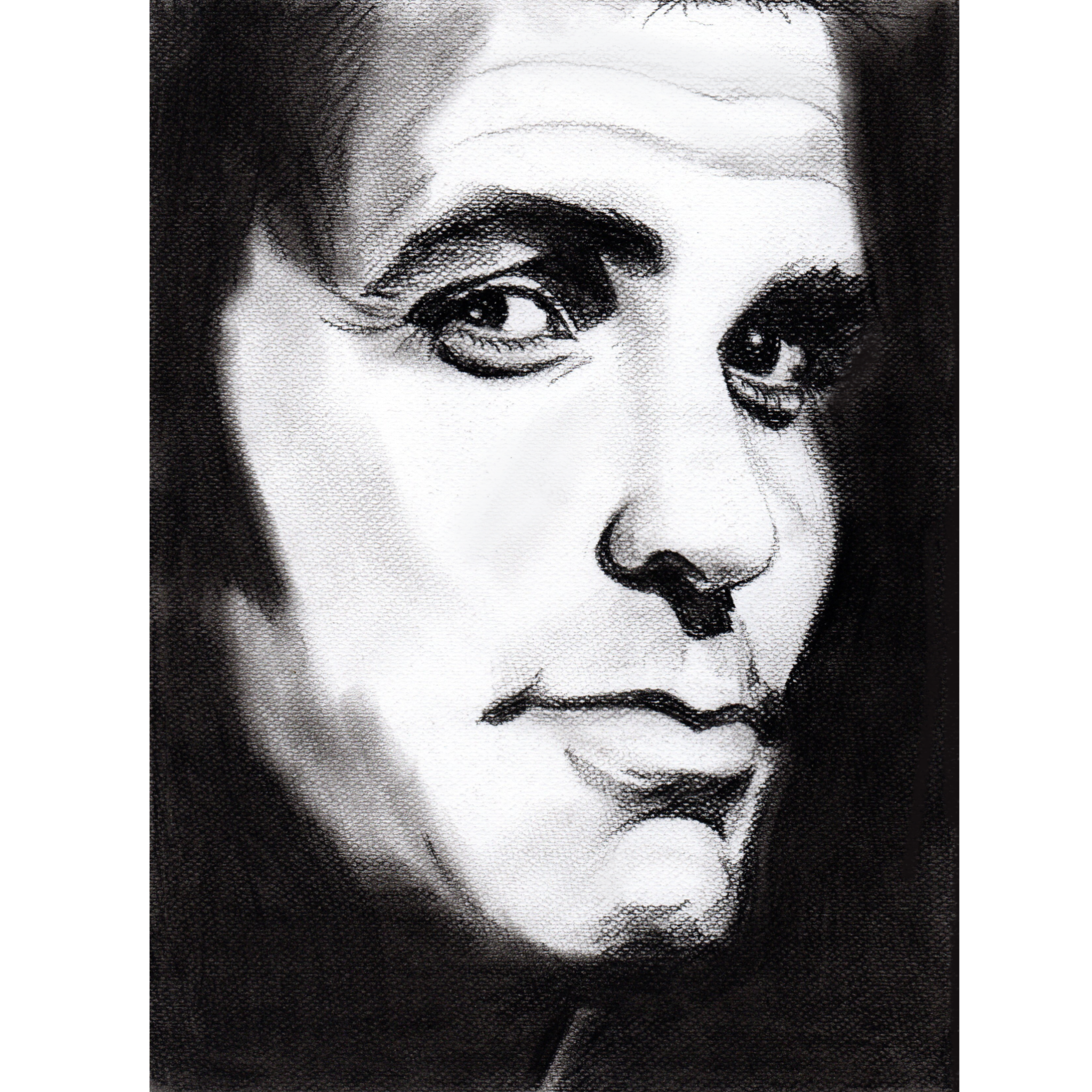 Illustrations de portraits aux techniques diverses – portrait de célébrité George Clooney réalisé au fusain