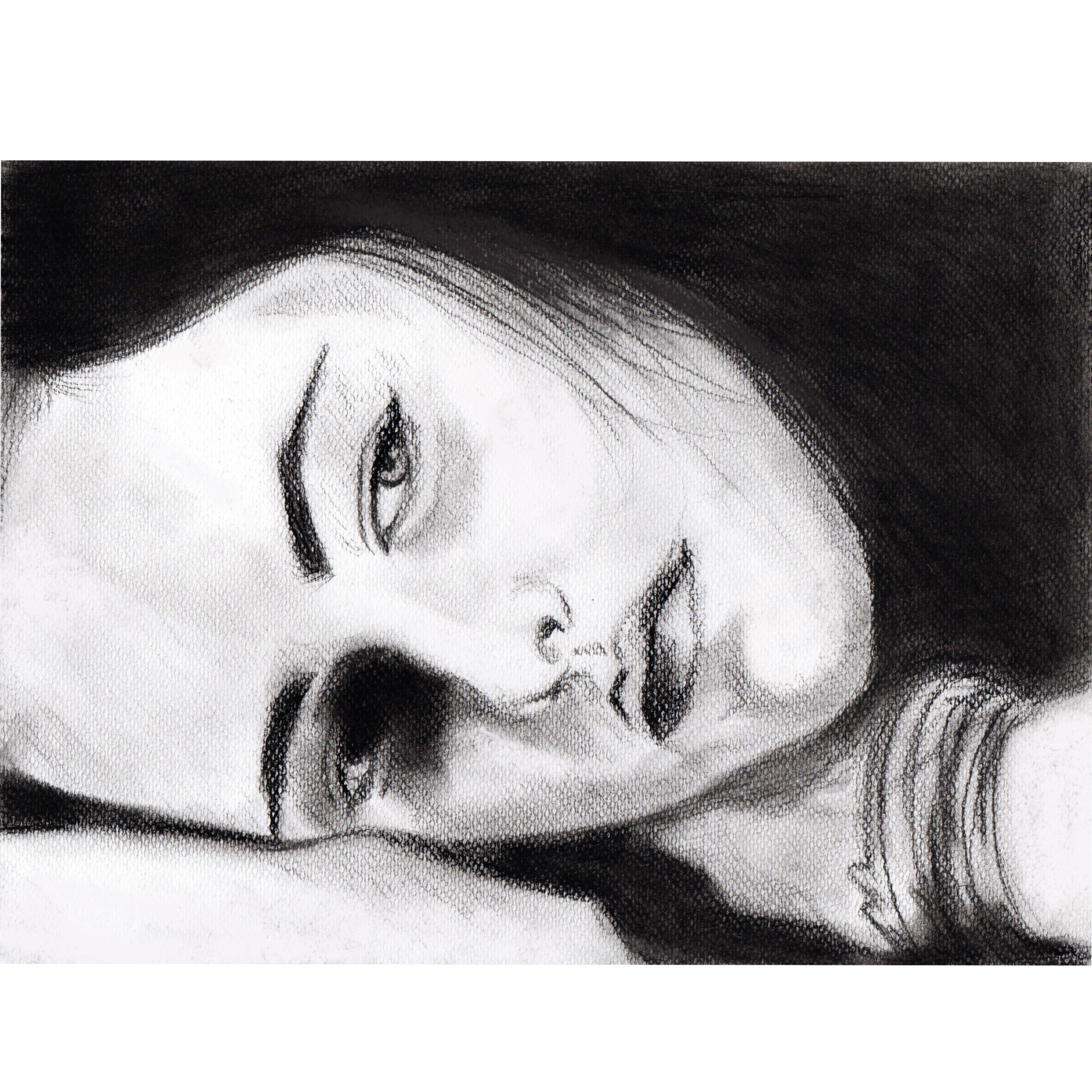 Illustrations de portraits aux techniques diverses – portrait de célébrité Kristen Stewart réalisé au fusain