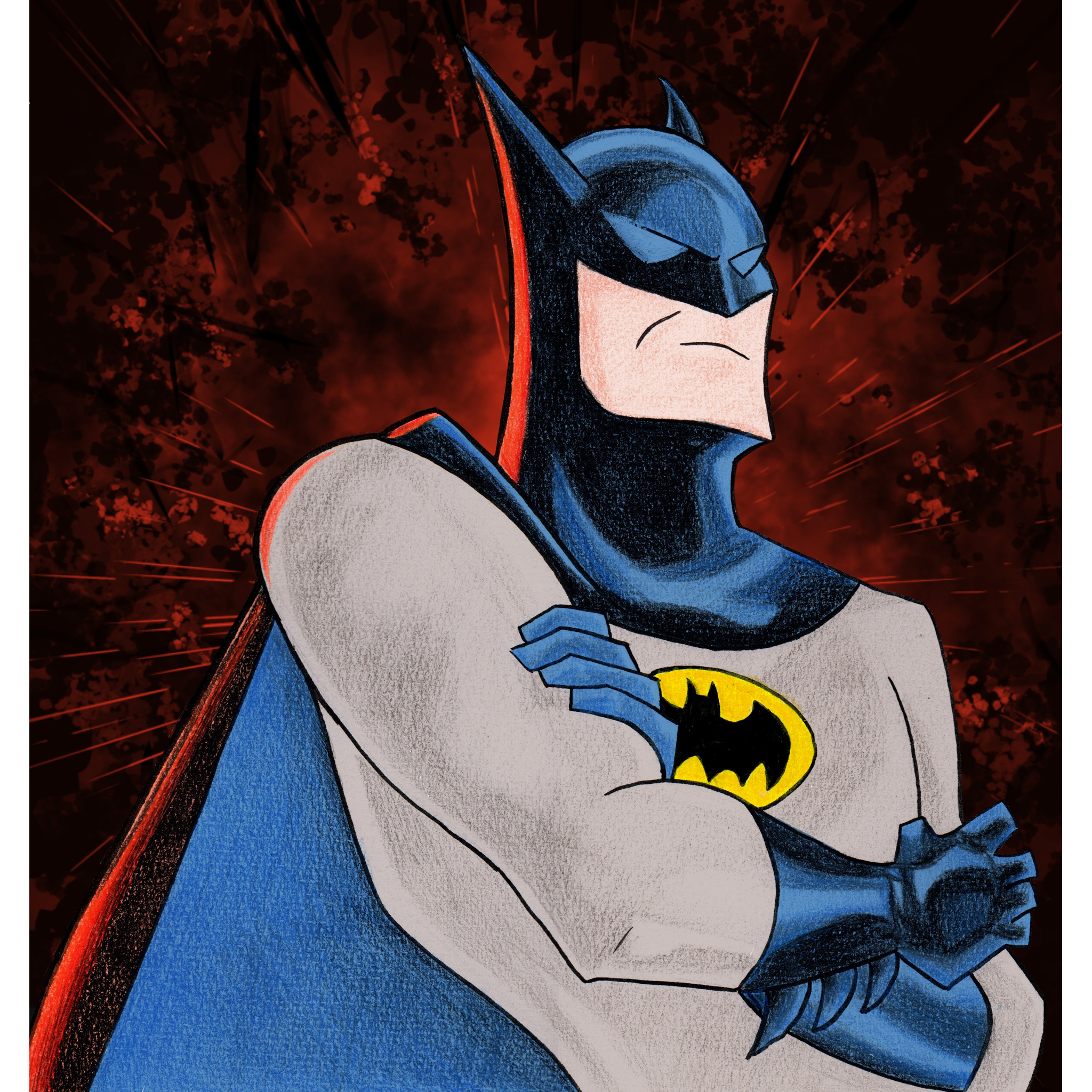 Illustrations contemporaines & variées – illustration de Batman réalisée avec des techniques mixtes