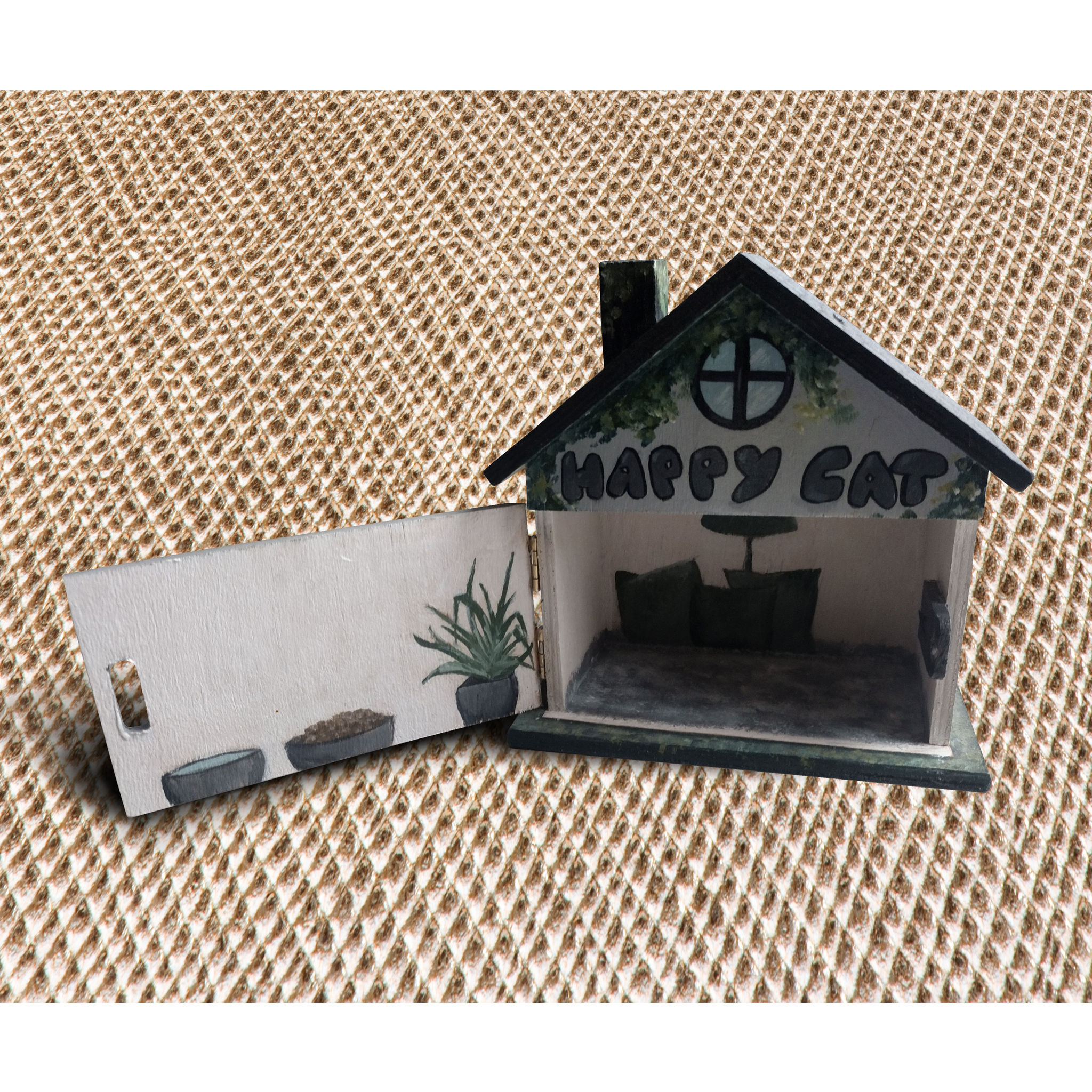 Peinture sur supports divers – petite maison en bois tirelire pour enfants, peinture décorative personnalisée à la main