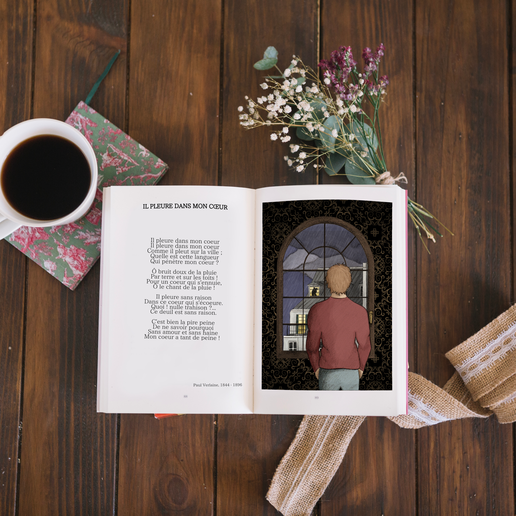 Illustrations contemporaines & variées – mock-up d’une illustration du poème de Paul Verlaine