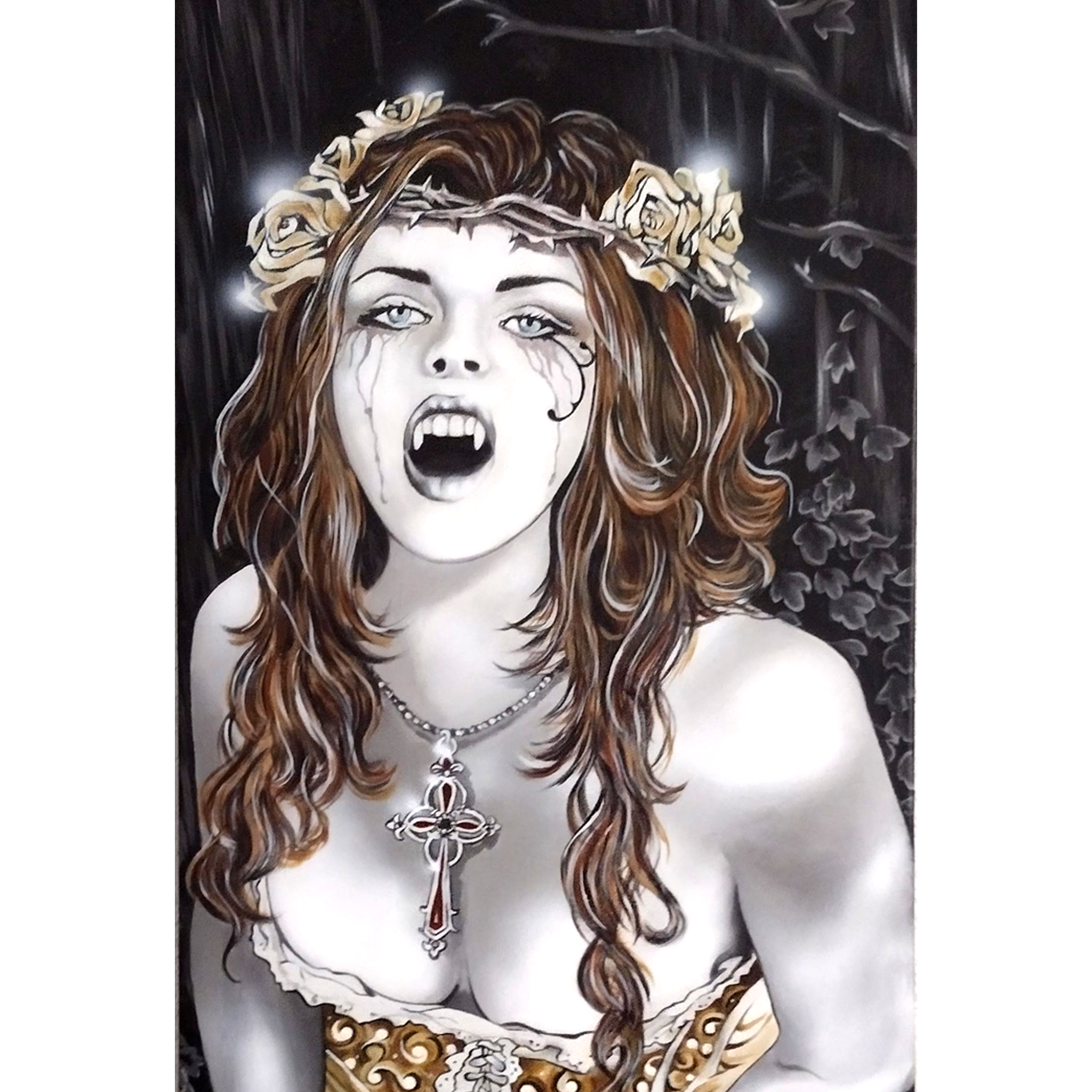 Peintures variées sur mesure – tableau, reproduction d’une illustration de Victoria Frances, vampire qui pleure, tableau seul