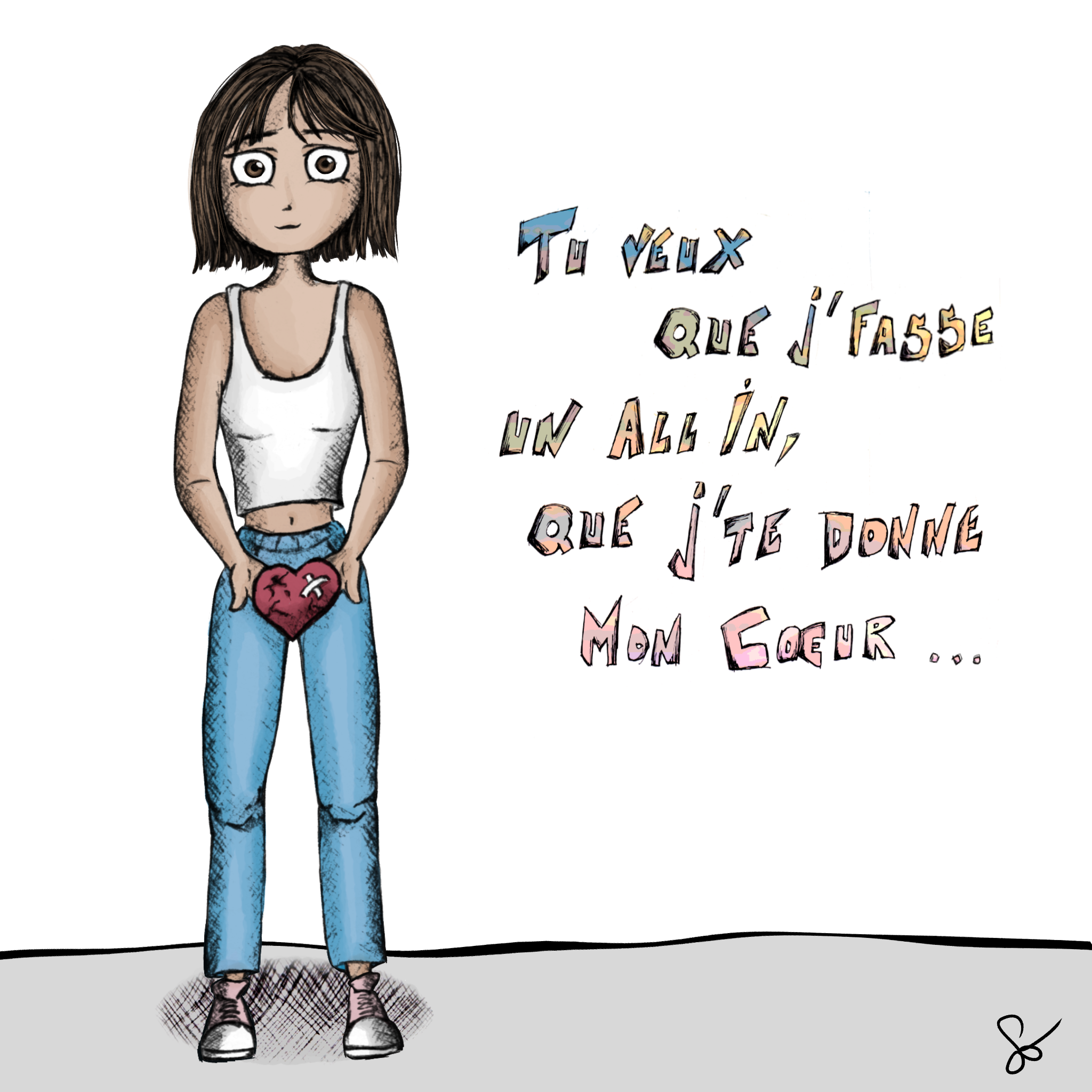 Illustrations contemporaines & variées – Jeune fille, histoire d'amour, on lui demande d'offrir son coeur