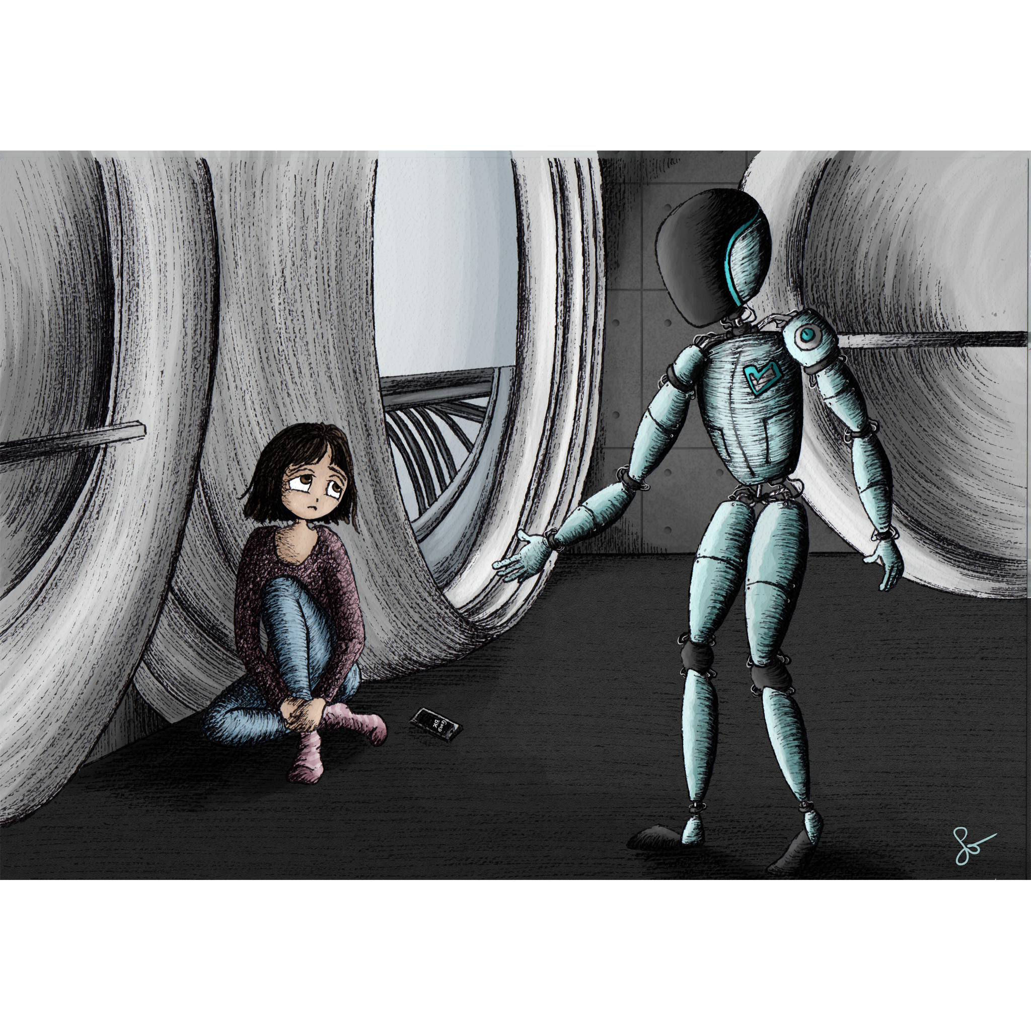 Illustrations contemporaines & variées – IA, scénario robot qui prend la place de l'être humain