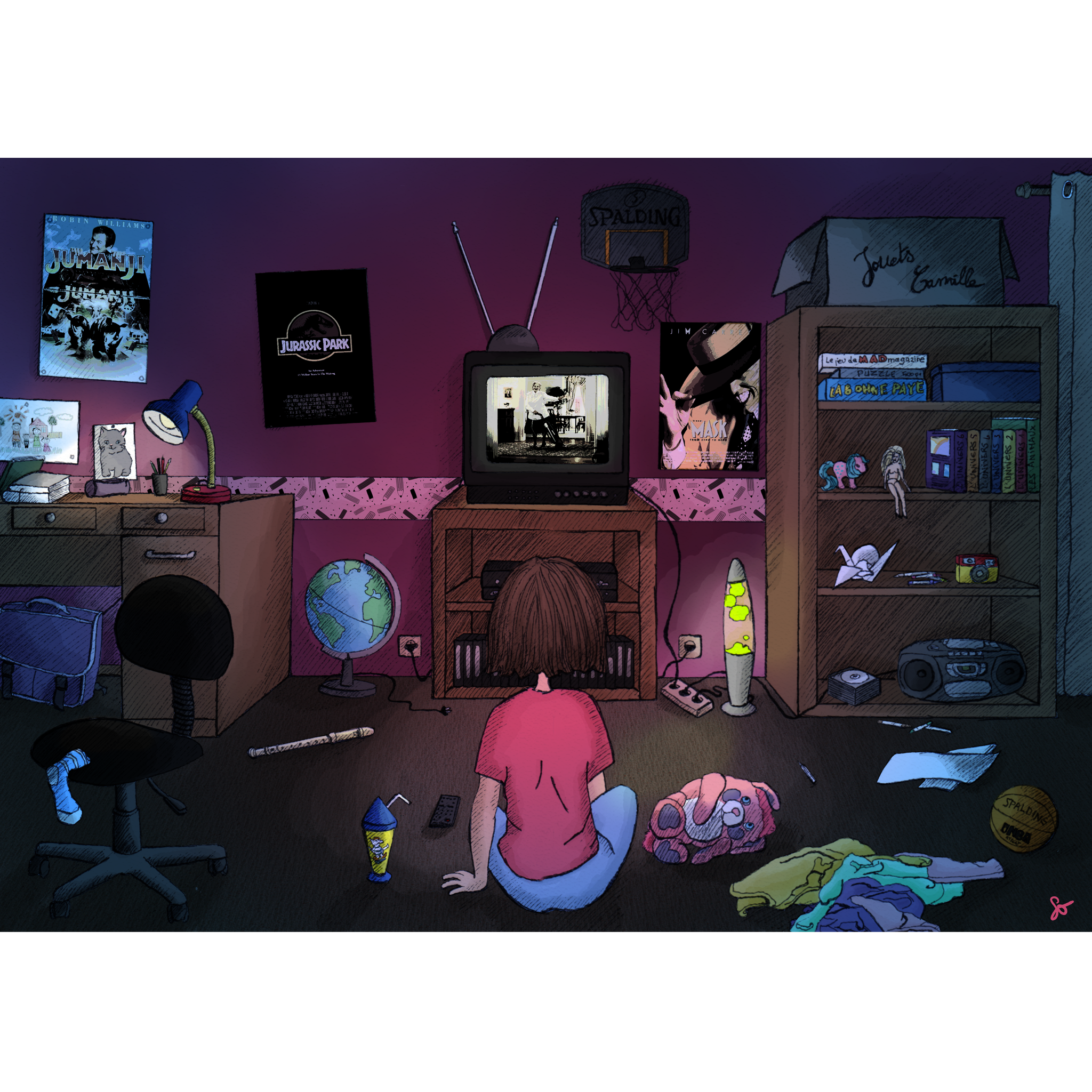Illustrations contemporaines & variées – Nostalgie des années 90, chambre d'enfant