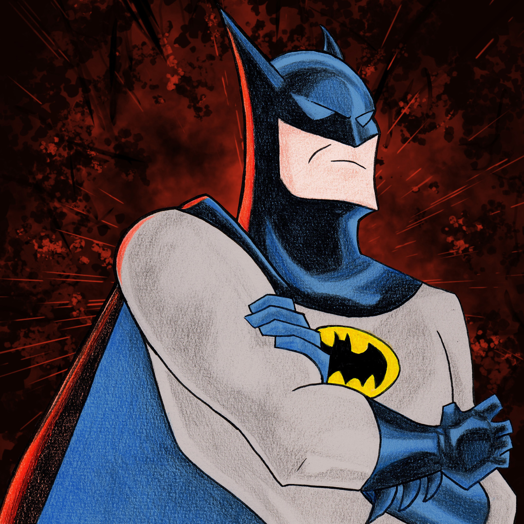 Illustrations contemporaines & variées – illustration de Batman réalisée avec des techniques mixtes