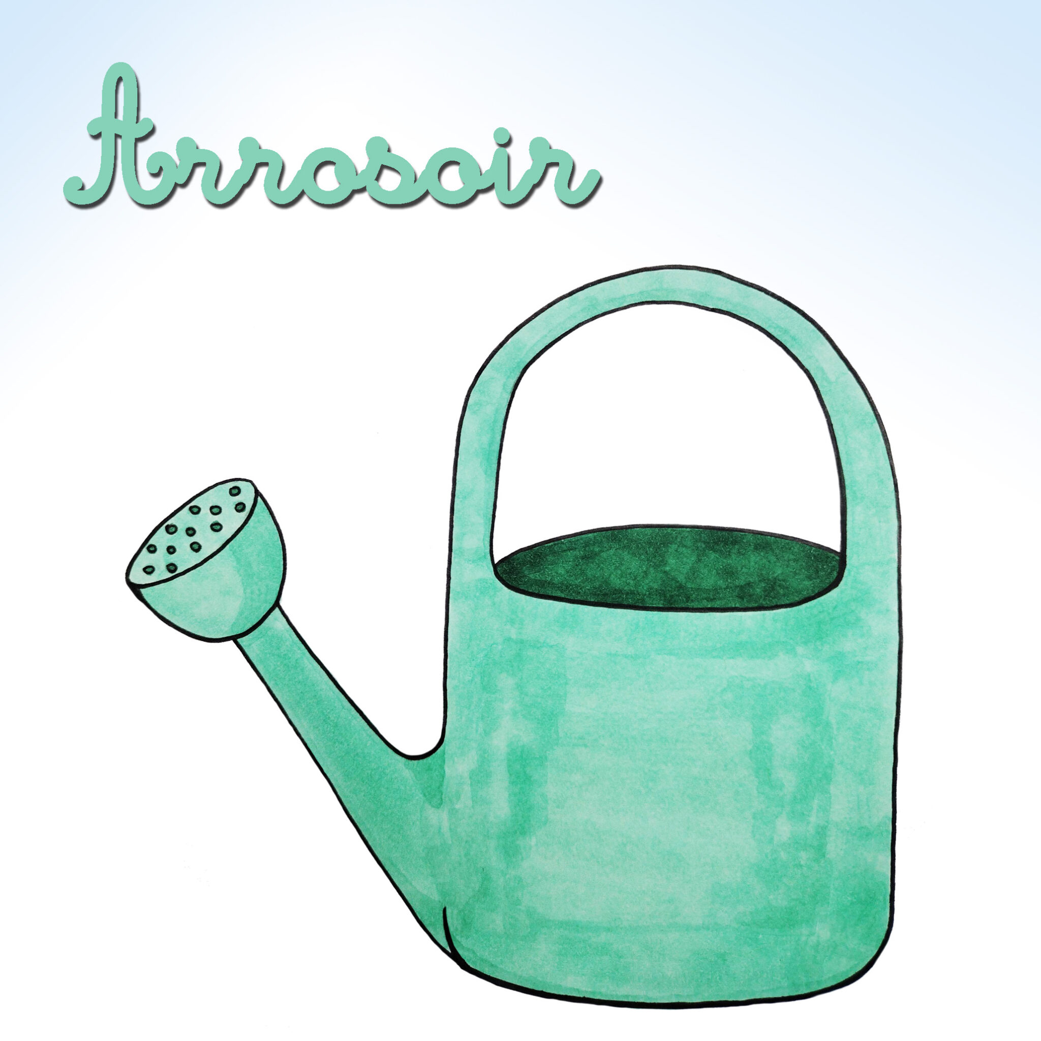Illustrations enfance & jeunesse – illustration d’un arrosoir