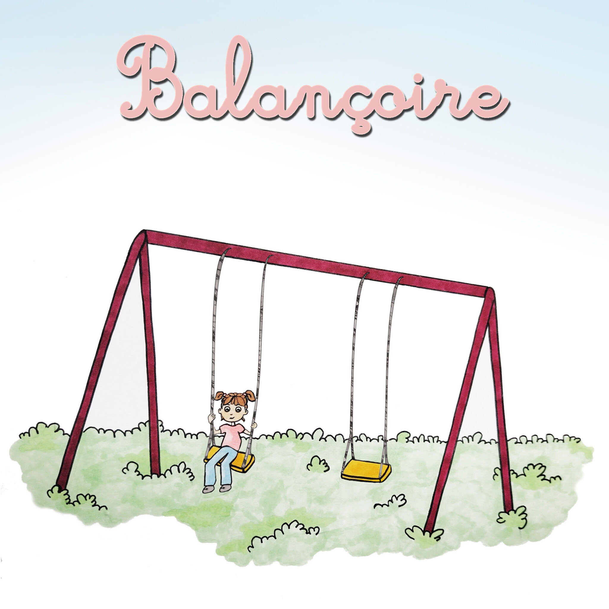 Illustrations enfance & jeunesse – illustration d’une balançoire avec une petite fille dessus
