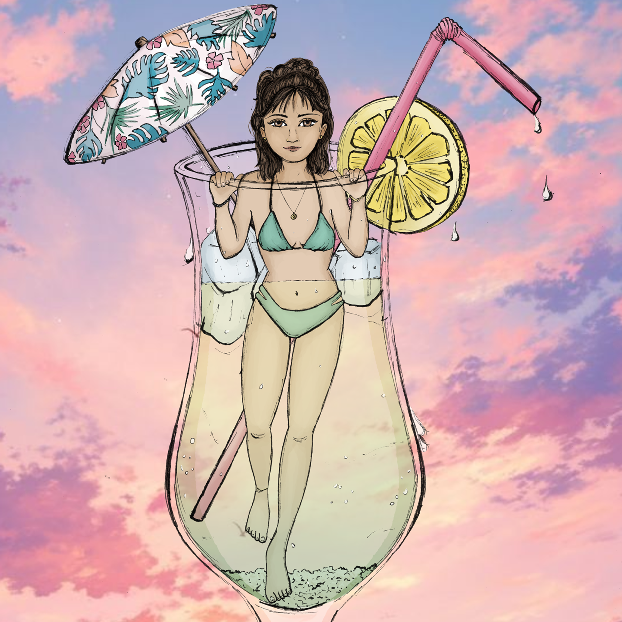 Illustratrice & peintre freelance - Summer time cocktail - été