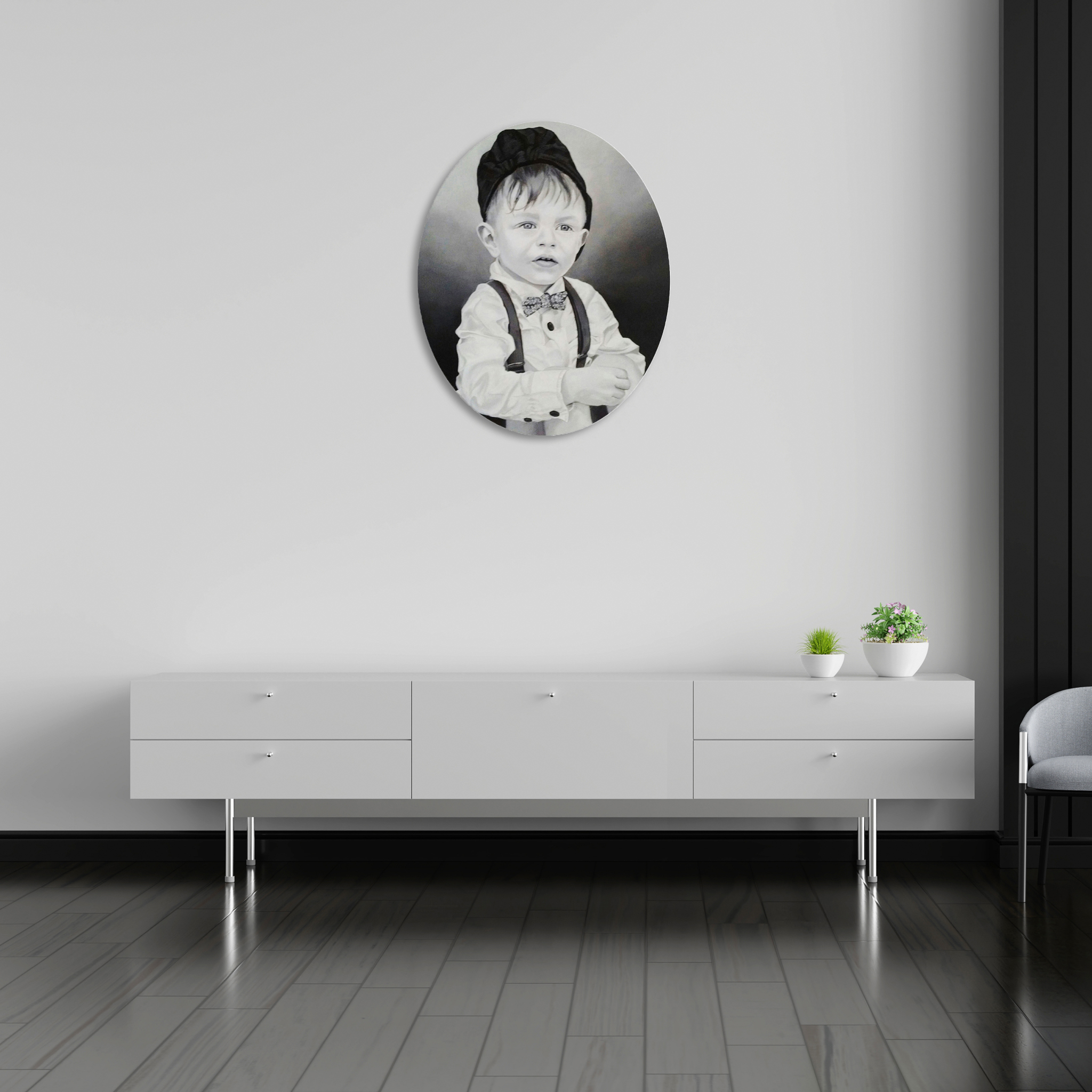 Cadeau de mariage, portrait d'enfant peinture médaillon, original, style vintage