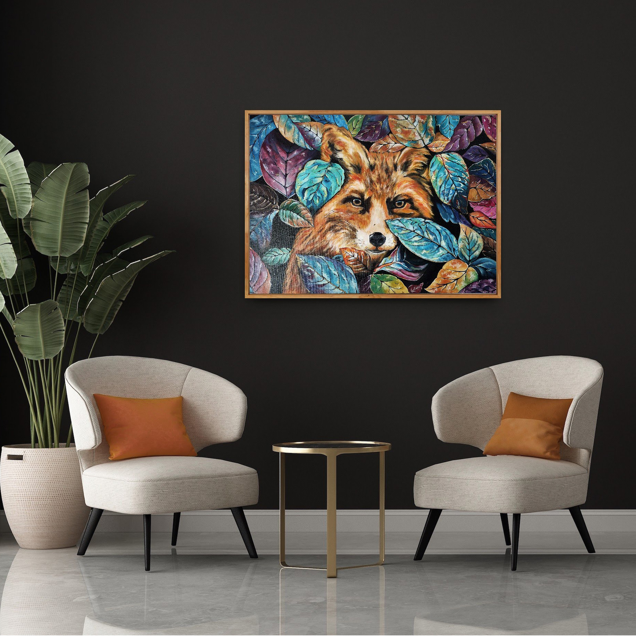 Nature, animaux, renard, artiste peintre acrylique