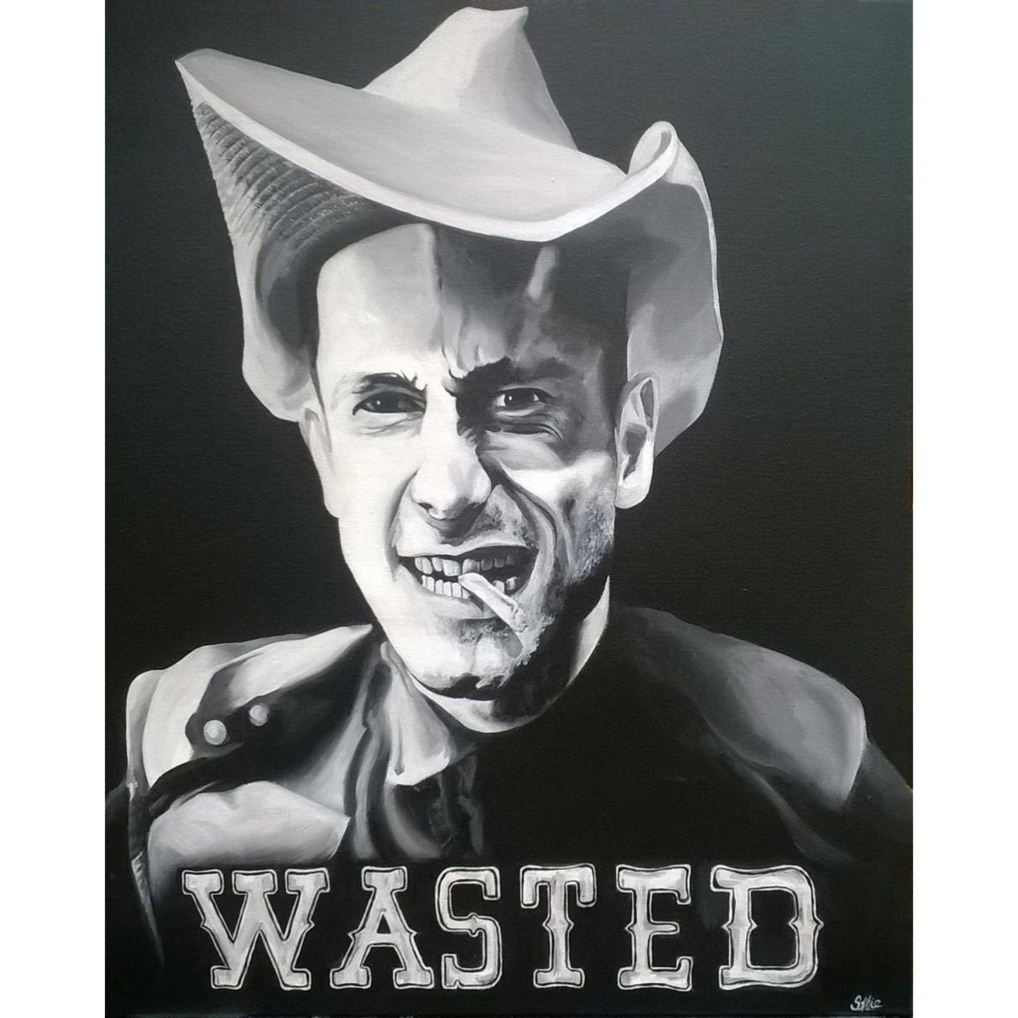portrait d'après photo fan art chanteur, fanart, Hank Williams III, country, peinture acrylique