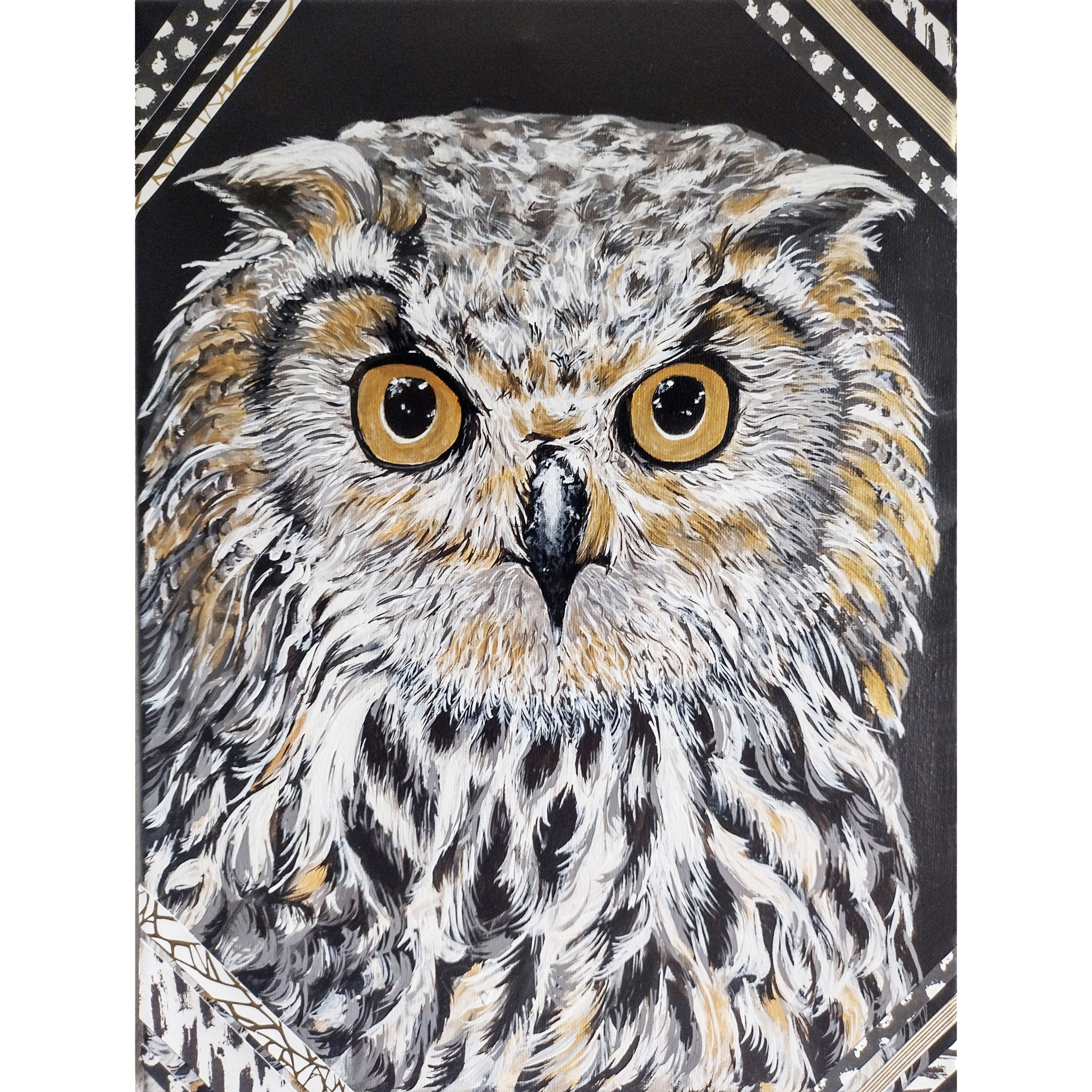 Peinture de Hibou, acrylique, originale artiste Occitanie animaux