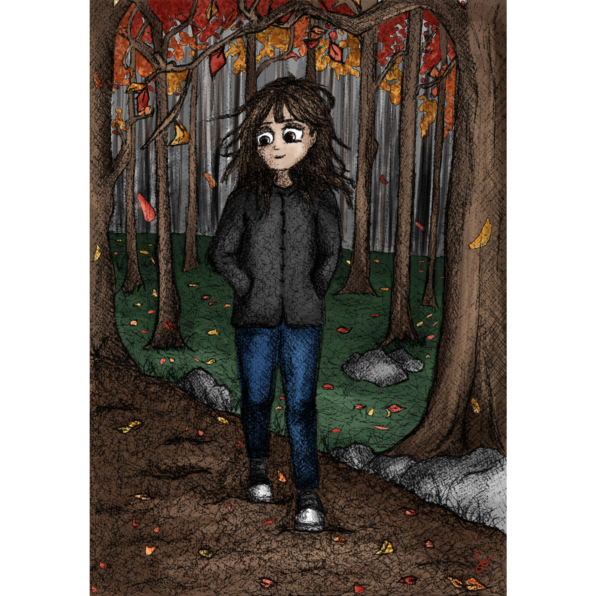 Galerie d'illustrations, artiste Occitanie, balade à l'automne, fall vibes