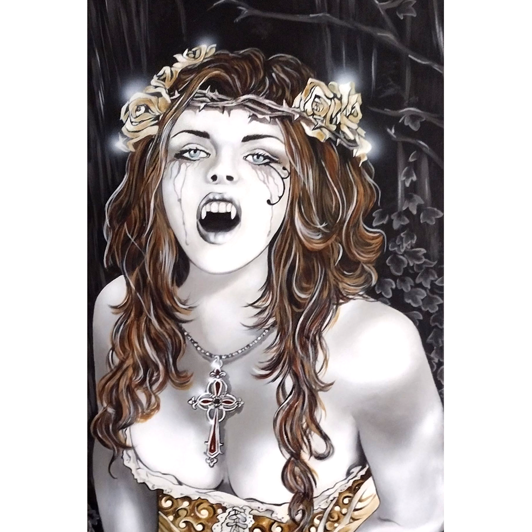 Inspiration Victoria Francès, peinture acrylique, vampire, dark romance gothique